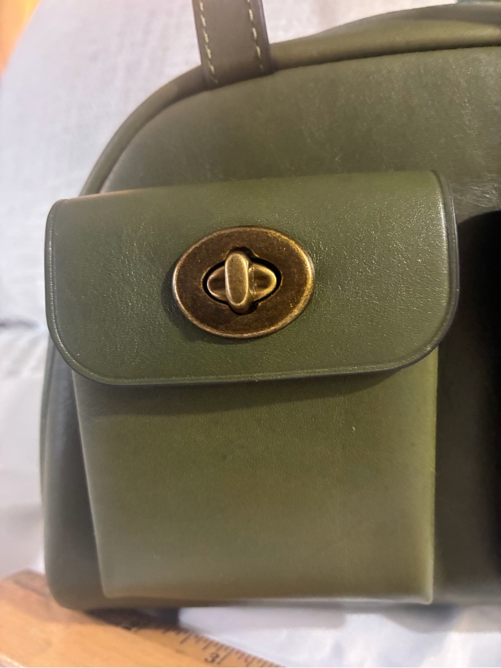 Coach Olive Green Leather Double Pocket Shoulder Bag - Picture 9 of 14